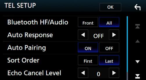 [Bluetooth HF/Audio] Velg hvilke høyttalere som skal sende lyden fra mobiltelefonen (dvs. stemme og ringetone) og Bluetoothlydavspillingsenheten. [Front]: Sender ut fra høyttalerne foran.