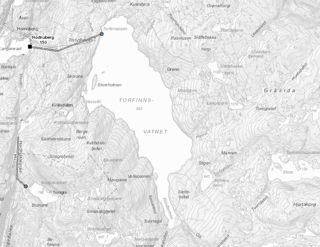 RESULTAT TORFINNSVATNET OMRÅDEBESKRIVELSE Torfinnsvatnet er et reguleringsmagasin i vannområdet Voss-Osterfjorden i fjellområdet Gråsida i Voss kommune. Vatnet ligger på 893 moh. ved HRV.