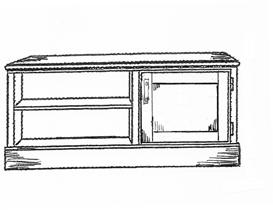 BOKHYLLER OG GLASSKAP 1081 Bokhylle med skuffer H: 199 cm