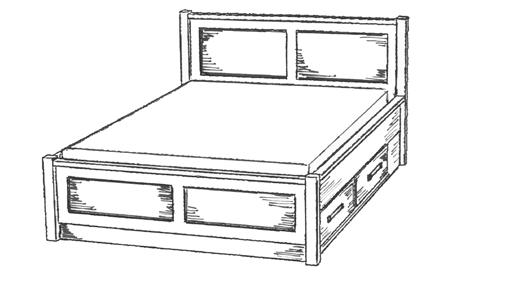 100,- 5170 Trend dobbeltseng høy m/2 endeskuffer Total høyde: 125 cm. Sengeside høyde: 72 cm 150 x 200 cm, totalmål 162x212 cm kr 20.