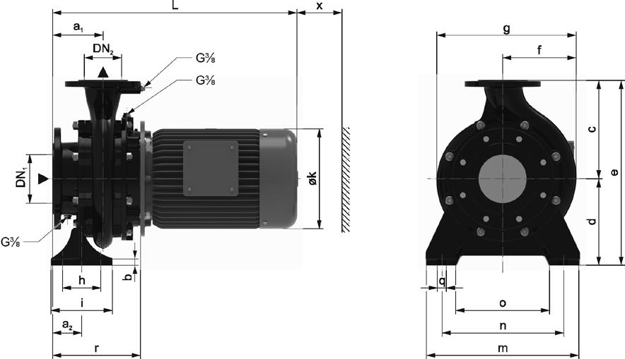 Oppstilling og installasjon 5.2 Dimensjoner 5.2.1 Dimensjoner variant F/ F-PM Utførelser med stiftskruer Fig.