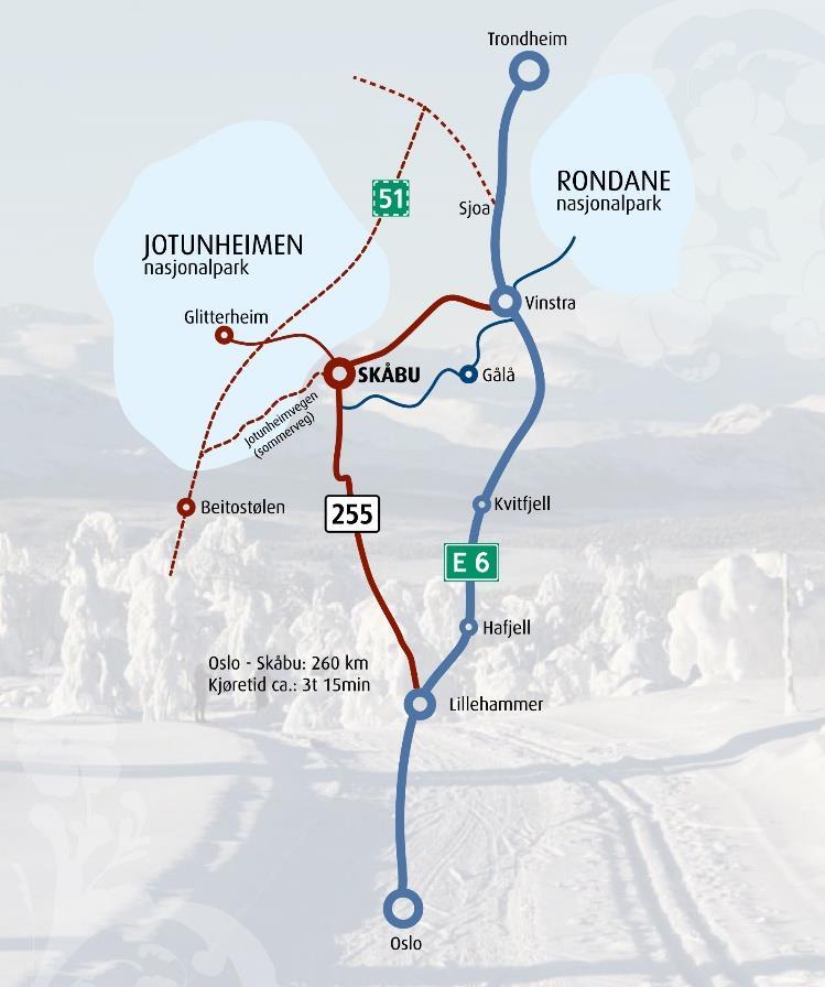 Peer Gynts rike Kjører du denne vegen, får du en ypperlig opptakt til Peer Gynt ved Gålåvatnet. I Skåbu er du nær Peer Gynts landskap med både Gjendineggen og Rondeslottet.