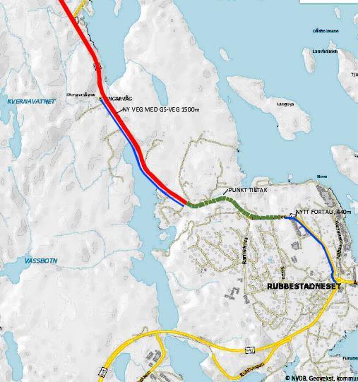 Vegstandard Alt. 1: Side 10 Søre Stongarvågen Figur 6 Alternativ 1, tiltak langs eks.