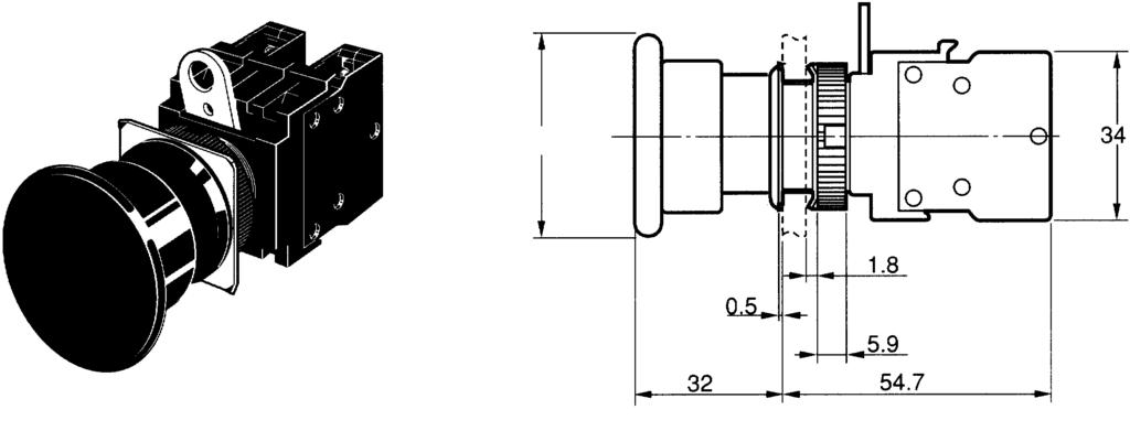 Push-lock, Turn-reset A22E-M Non-lighted models