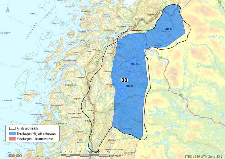 Område 30: Hattfjelldal/Dunderlandsdalen Areal: 7481