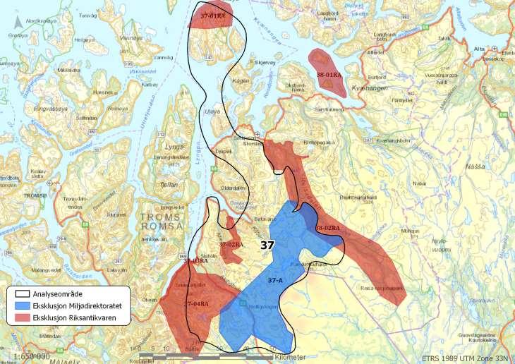 Område 37: Skibotn/Arnøy Areal: 3422 km 2