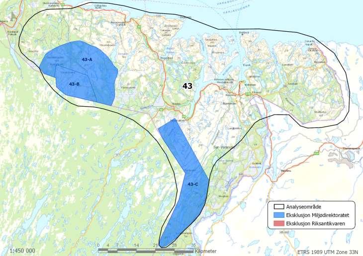 Område 43: Sør-Varanger Areal: 4842 km