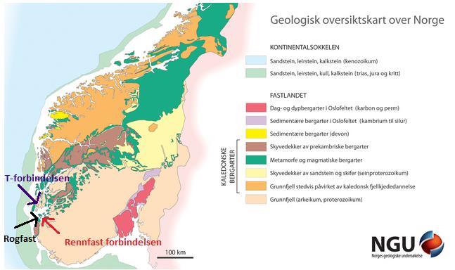 1.4.2 Geologi Regionalgeologien på Sør-Vestlandet består hovedsakelig av prekambrisk grunnfjell, metamorfe og magmatiske bergarter som vist i figur 4.