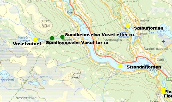 Påvirkninger I følge registreringer i Vann-nett er de viktigste påvirkningsfaktorene på vannkvaliteten i Vasetvatnet og Sundheimselva spredt avløp fra hytteområder og ørekyt.