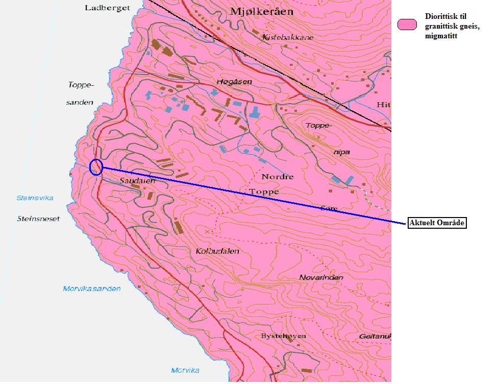 dannet av metamorfe dypbergarter under den kaledonske fjellkjedefoldningen.