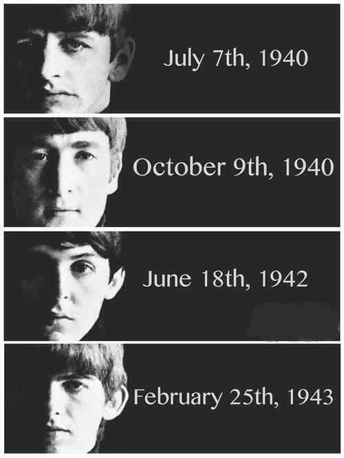 Medlemmer: John Lennon (1940-1980), Paul McCartney (født 1942), George Harrison (1943-2001) og Ringo Starr (Richard Starkey, født 1940).