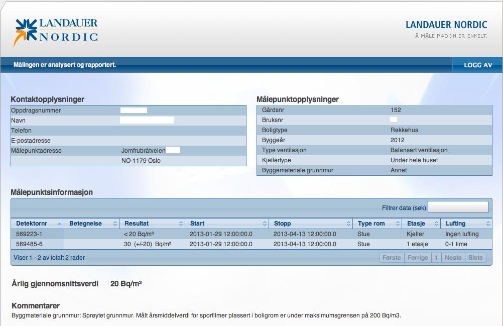 Eksempel radonmåling,