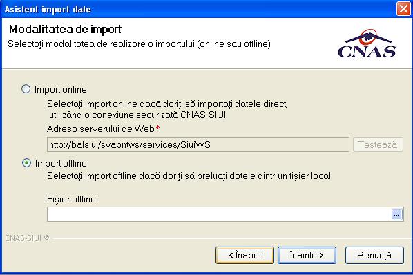 2 Import offline Daca Utilizatorul alege importul offline, rezultatele raportarii
