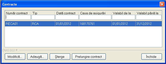 1.3.6 Contracte Utilizatorul acceseaza succesiv meniurile Administrare > Contracte. SIUI-RECA afiseaza ferestra cu titlul Contracte Figura 4.