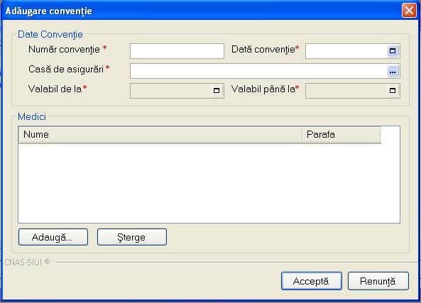 Sterge si Inchide. 4.3.7.1 Adaugare conventie Utilizatorul apasa butonul din fereastra Conventii.