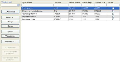 Sistemul deschide fereastra Lista topuri de serii. Figura 4.373 Fereastra Lista topuri de serii 4.3.11.