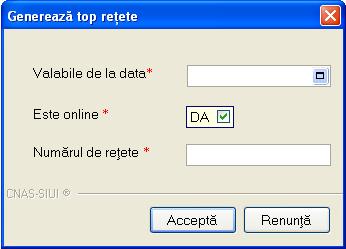 face online/offline. Aplicatia va trimite in SIUI o cerere de generare de serii retete electronice. Figura 4.