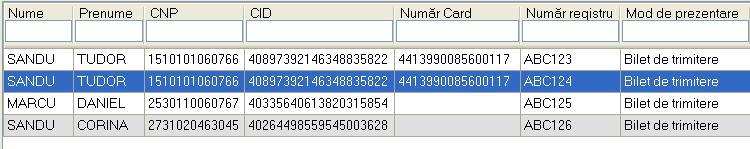 Figura 4.79 - Inregistrare selectata La micsorarea ferestrei, pentru permiterea citirii complete a inregistrarilor din lista, se afiseaza barele de navigare pe verticala sau/si orizontala.