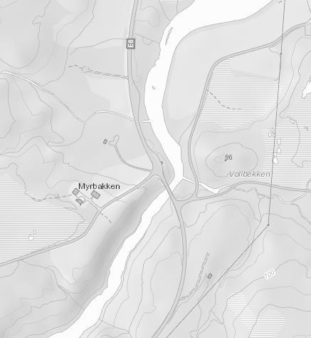 avstand til havavsetninger ved Myrbakken. Til høyre Kvikkleireområder fra NVE-atlas.