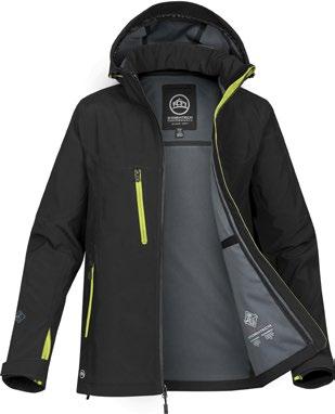 TECHNICAL OUTERWEAR TILPASSET VARIABLE VÆRFORHOLD SJ32: Fire orange SJ33: Sort/limegrønn PATROL SKALLJAKKE SJ32 XB-3 / SJ33 XB-3W Allsidig og teknisk skalljakke med praktiske detaljer som fullt