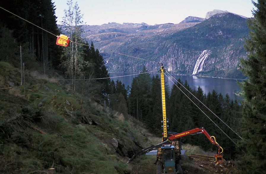 25 % of forest in Norway in steep terrain The trees are harvested at the landing A lot