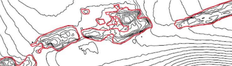 Kjørsvikbugen, Aure Grunnundersøkelser geoteknikk multiconsult.no 4 Geotekniske vurderinger av gjennomførbarhet Figur 3) Utsnitt fra tegning av tolket berg ut fra lettseismikk, se rapport ref. /3/.