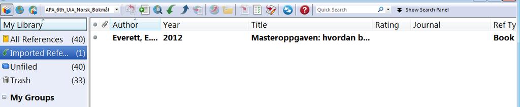 Referansen eksporteres til EndNote Dersom du