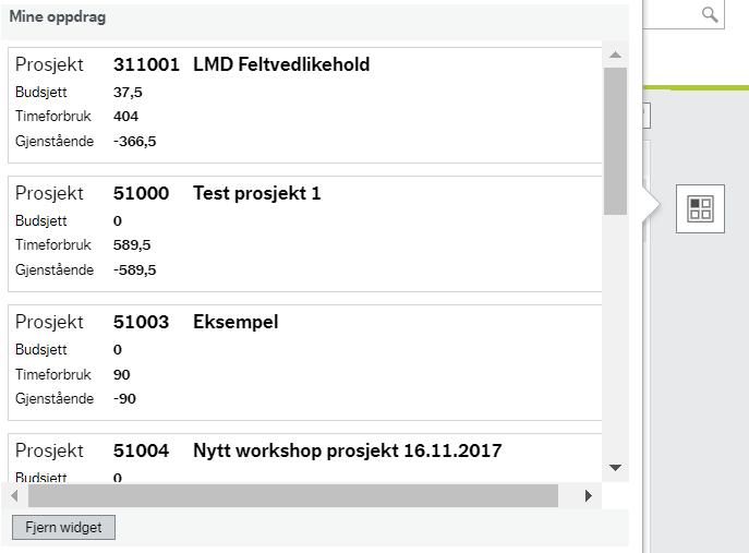 dashboards og er valgbare i