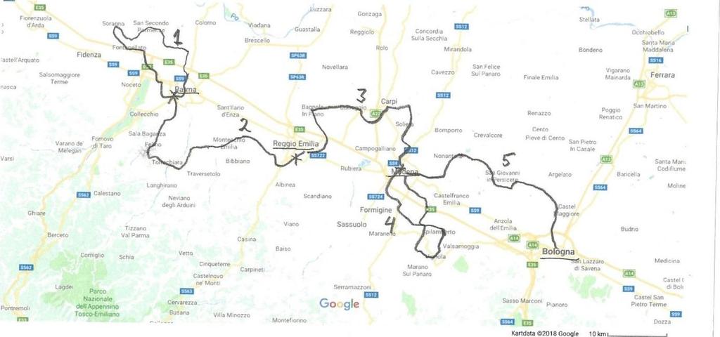 SYKKELTUR EMILIA ROMAGNA 2018 Forord: Den påfølgende beskrivelse av Oldtimer-gruppens årlige sykkeltur legger i første rekke hovedvekten på smaks- og nytelsesopplevelsene.