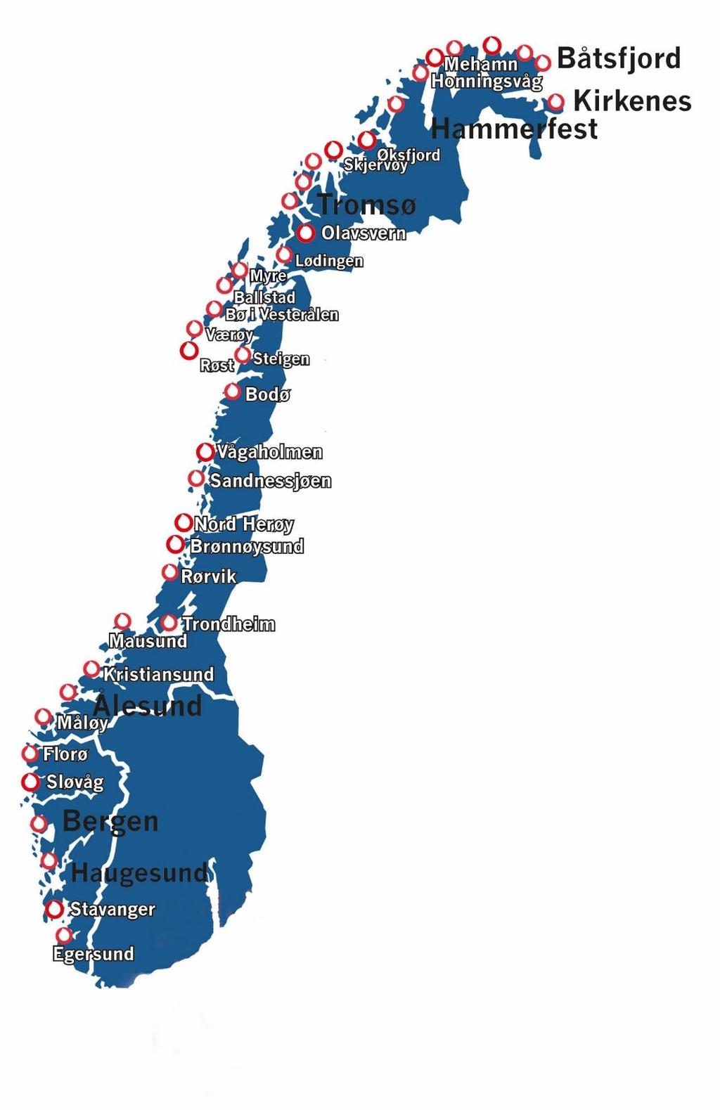 Vi vil sitte igjen med følgende små anlegg i 2019 Mehamn Værøy Nord Herøy Rørvik Av store anlegg vil vi ha.