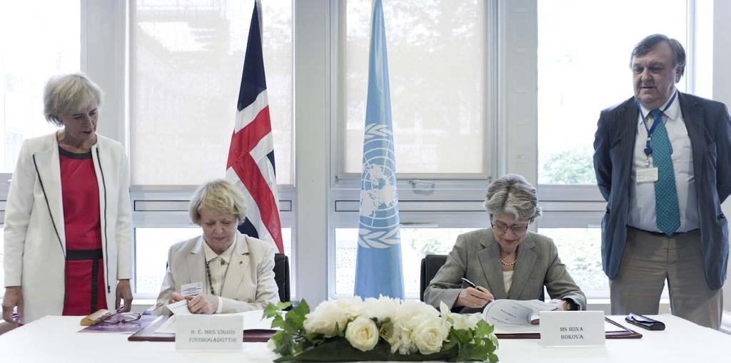 menningar yrði starfrækt undir merkjum UNESCO. Þann 27. júní sama ár undirritaði Irina Bokova, aðalframkvæmdastjóri UNESCO, samninginn fyrir hönd sinnar stofnunar.