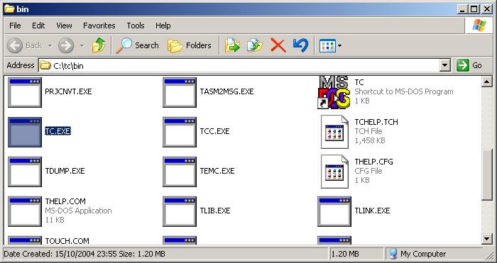 Turbo C נעשה זאת על ידי בחירת האופציה Run מהתפריט Start של חלונות, הקלדת שם הספרייה c:\tc\bin במקום המתאים, ולחיצה על.OK 11.