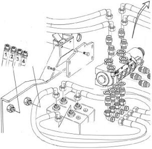 brakett, ledningsnett og bryterpanel for demper, hydraulisk lås, velger for 4.