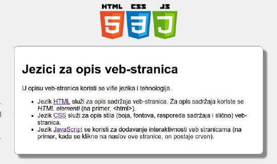 Jezici za obeležavanje Jezici za opis veb-strana primer Filip