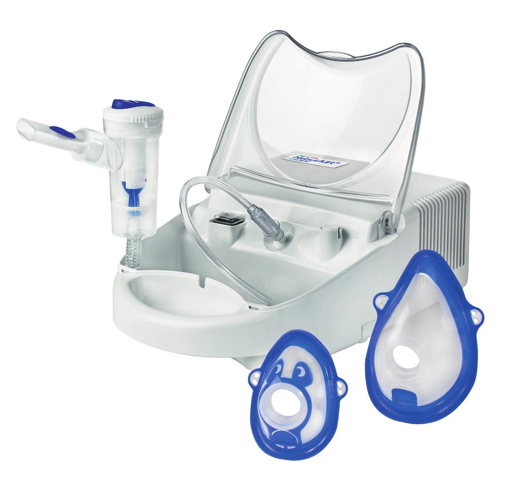 NebulAir Plus Nød 0238 Elektrisk inhalasjonsapparat til alle typar inhalasjonsvæske. Ved inhalasjon med Mucomyst eller Pulmicort må du bruke ekstra ventilasjonsfilter med bakteriefilter.