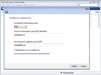 Altibox Fiberbredbånd 4 E-post Altibox Fiberbredbånd 4 E-post 7. Velg servertype POP3.