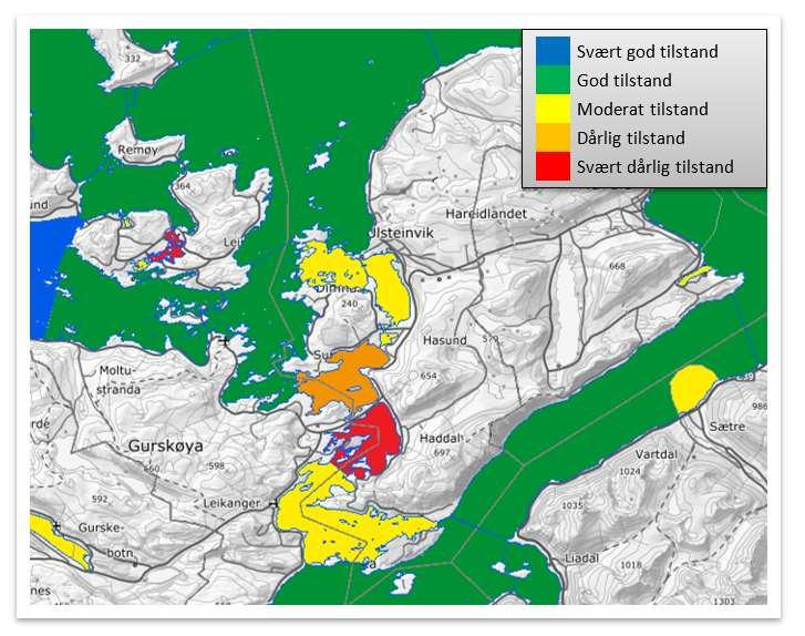 HOVUDPLAN AVLØP 2019-2029, UTKAST 13 Tabell 2 Økologisk tilstand og kjemisk tilstand. Kjelde: Vann-nett.no.