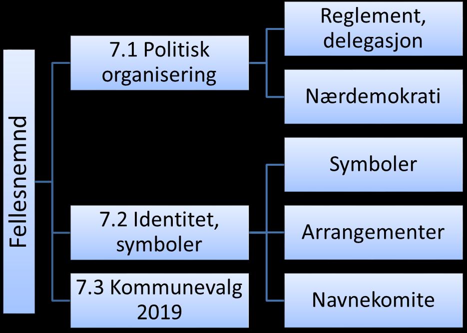 7.1 Politisk organisering, herunder nærdemokratiske ordninger og reglement Innledning Oppgavene som skal ivaretas i prosjektet er av ulik karakter.