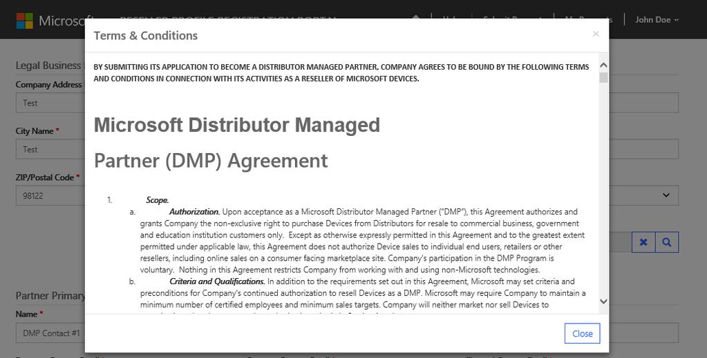 DMP: Portal Registration Step by Step Click on the click here as shown below to view the Terms and Conditions.