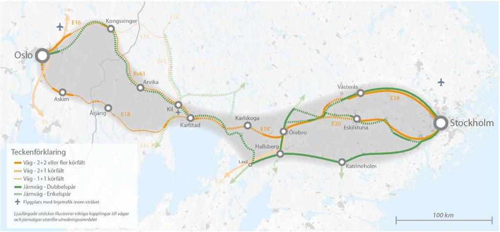 Åtgärdsvalsstudie Stockholm - Oslo På kort sikt (2030) er listet opp en rekke tiltak (nye dobbeltspor etc.) mellom Västerås og Örebro, og mellom Kristinehamn og Kil.