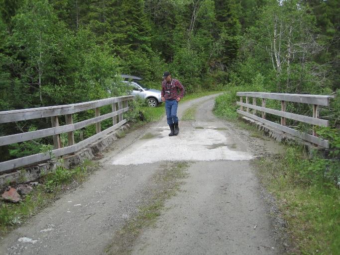 3.21 Leksavegen. Bru ved Storfossen. Kartref. 274050 Stålbjelkebru i ett spenn med betongdekke.