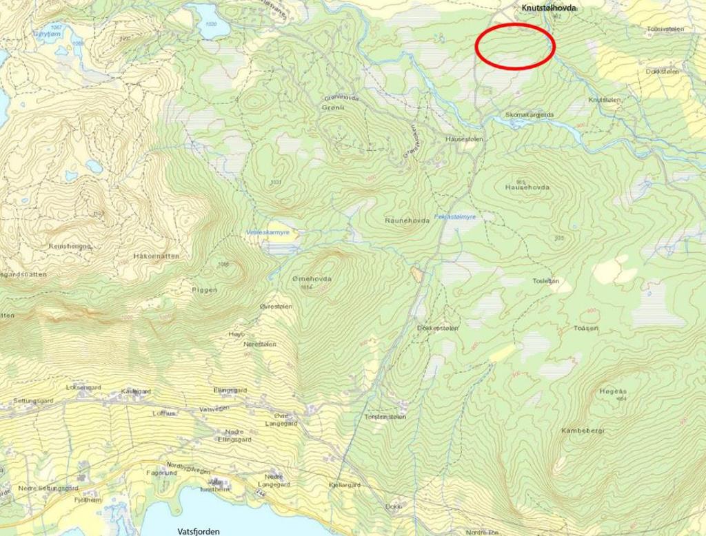 8 2.2 Planområdet Planområdet ligger på Leveldsåsen i Ål kommune. Planområdet ligger like sør for Knutstølhovda, langs fjellvegen «Vatsvegen» - over fjellet fra Vats til Hemsedal.