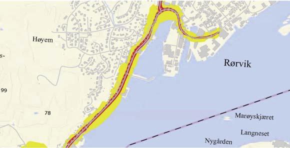 6.10 Veg og trafikkforhold Planområdet er tilgjengelig fra Riksveg 770 ( Nyvegen.) 6.11 Støy Støykartet viser støynivået fra trafikken på Riksveg 770.