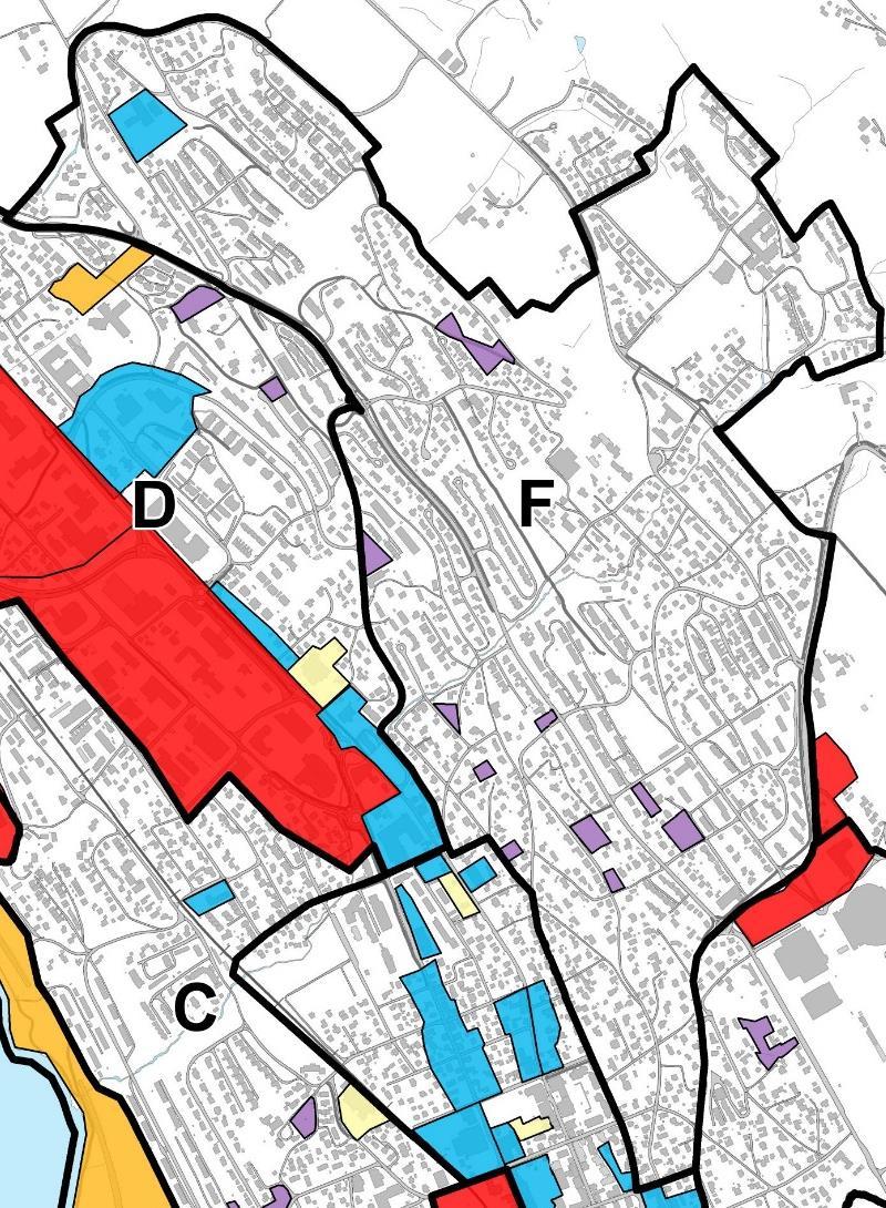 Område F Nordre Ål øvre del Eksisterende situasjon: Tett utnyttelse (bolig) med lite forttingspotensial.