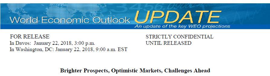 Verdensøkonomien IMF oppjusterer anslag Fra IMF: Brighter Prospects, Optimistic Markets, Challenges Ahead Global economic activity continues to firm up. Global output is estimated to have grown by 3.