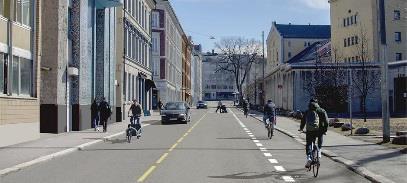 1. Envegsregulert sykkelveg Erfaringer Mellomundersøkelse: 70 parkeringsplasser fjernet og sykkelfelt er etablert i en