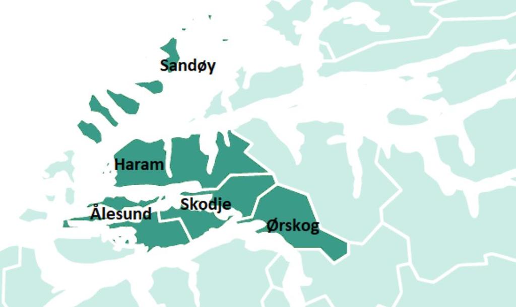 5.4. Endringer i nye Ålesund kommune Som eksempel på utviklingen over tid innad i kommunene trekker vi fram den nye kommunesammenslåingen av Ålesund, Haram, Sandøy, Skodje og Ørskog kommuner, som vil