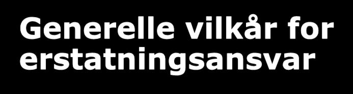 Generelle vilkår for erstatningsansvar 1. Det må foreligge et ansvarsgrunnlag objektivt ansvar (ansvar uten skyld, f.eks.