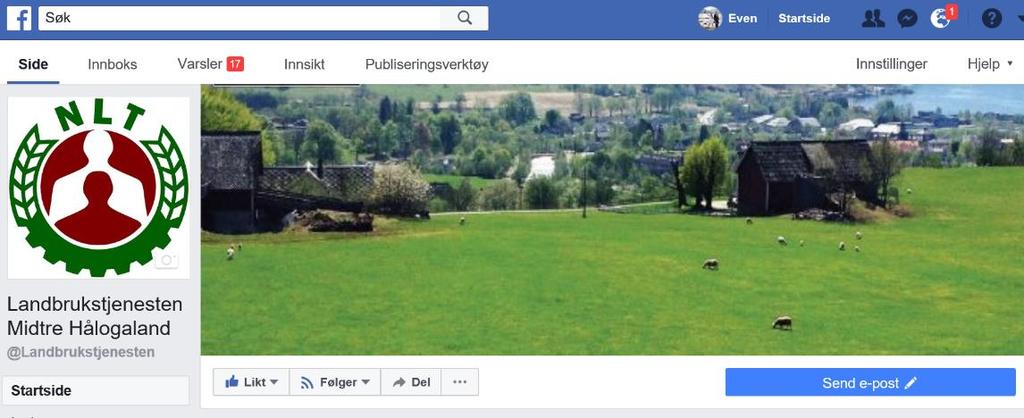 Sosiale medier Landbrukstjenesten Midtre Hålogaland har egen side på Facebook.