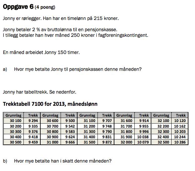 SKATT Eksamen høst 2013, del 2 TIPS: Finn trekkgrunnlaget.